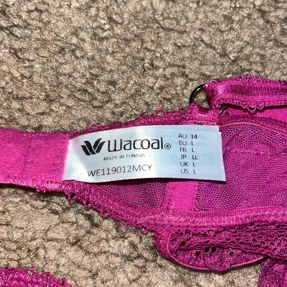 Wacoal Chrystalle Longline 3/4 Sheer Lace Underwire Bra Morello Cherry Large - Picture 11 of 11